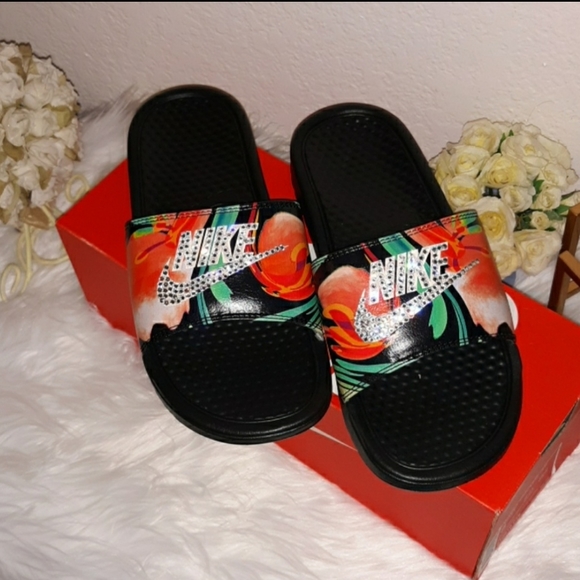 Custom bling tropical Nike Slides Benassi - Picture 7 of 8